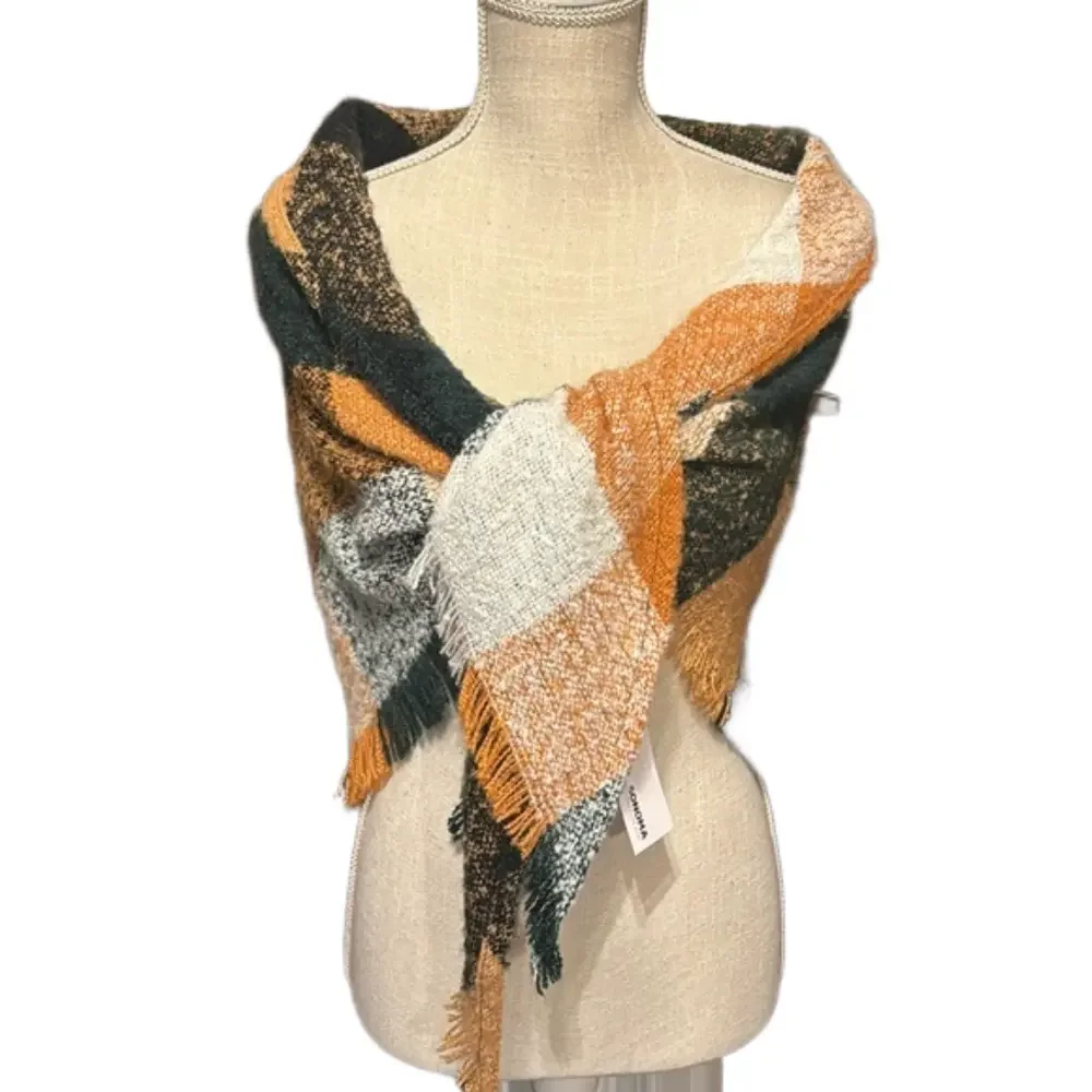 Sonoma Plaid Triangle Scarf With Fringe